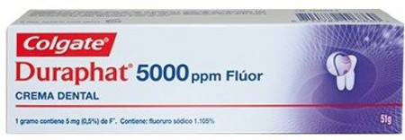 Colgate Duraphat 5000 ppm Fluoride toothpaste box for dental care (51 g).